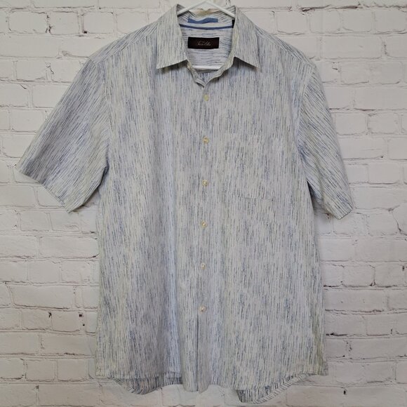 Tasso Elba Modern Striped 100% Cotton Button Up Shirt Size Medium - Picture 1 of 9